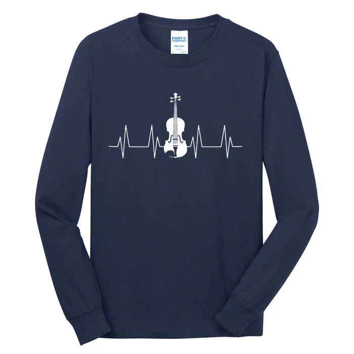 Violin Heartbeat Lover Heartline ECG Music Teacher School Tall Long Sleeve T-Shirt