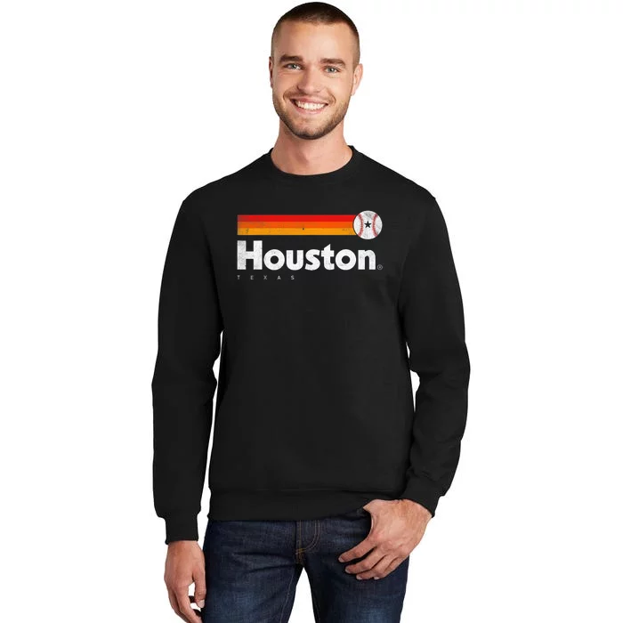 Vintage Houston Love Baseball Strong Vintage Stripes Tall Sweatshirt