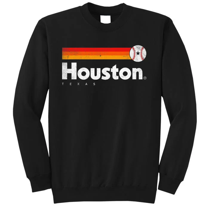 Vintage Houston Love Baseball Strong Vintage Stripes Tall Sweatshirt