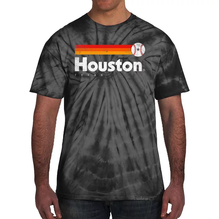 Vintage Houston Love Baseball Strong Vintage Stripes Tie-Dye T-Shirt