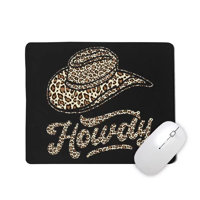 Vintage Howdy Leopard Rodeo Greetings for Cow Mousepad