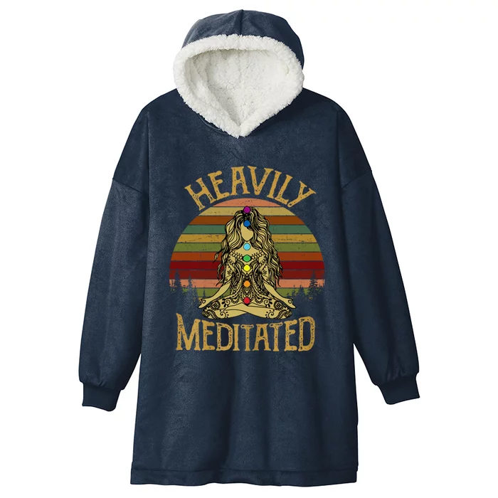 Vintage Heavily Meditated Yoga Meditation Spiritual Warrior Gift Hooded Wearable Blanket