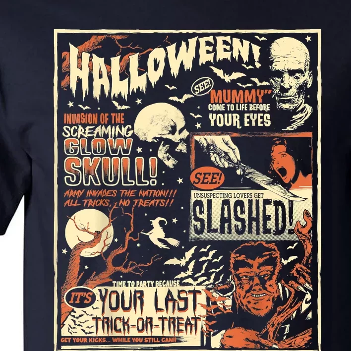 Vintage Horror Movie Shirts Poster Terror Old Time Halloween Tall T-Shirt