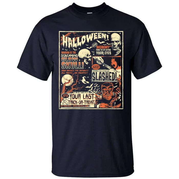 Vintage Horror Movie Shirts Poster Terror Old Time Halloween Tall T-Shirt