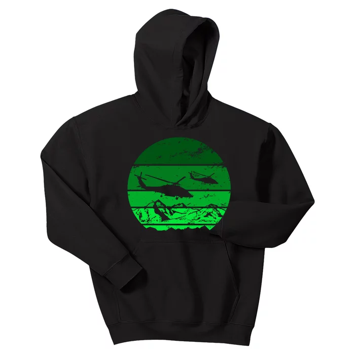 Vintage Helicopter Mountain Kids Hoodie