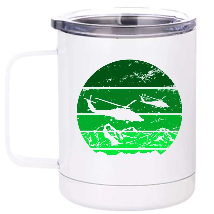 Vintage Helicopter Mountain Front & Back 12oz Stainless Steel Tumbler Cup