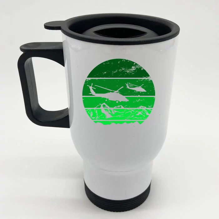 Vintage Helicopter Mountain Front & Back Stainless Steel Travel Mug