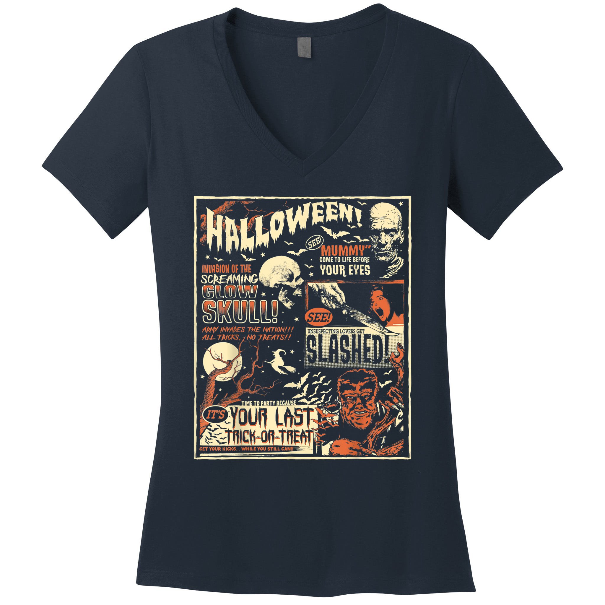 Horror Movies Bleached Tshirt Women Funny Letter Print Halloween