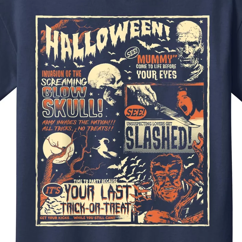 Vintage Horror Shirts Poster Terror Old Time Halloween Kids T-Shirt |
