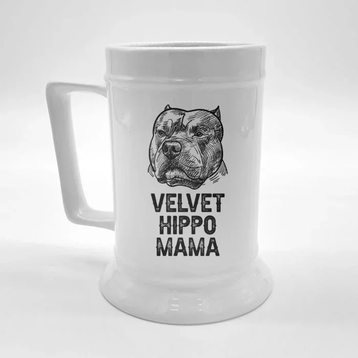 Velvet Hippo Mama Pitbull Dog Owner American Bully Pitbull Gift Front & Back Beer Stein