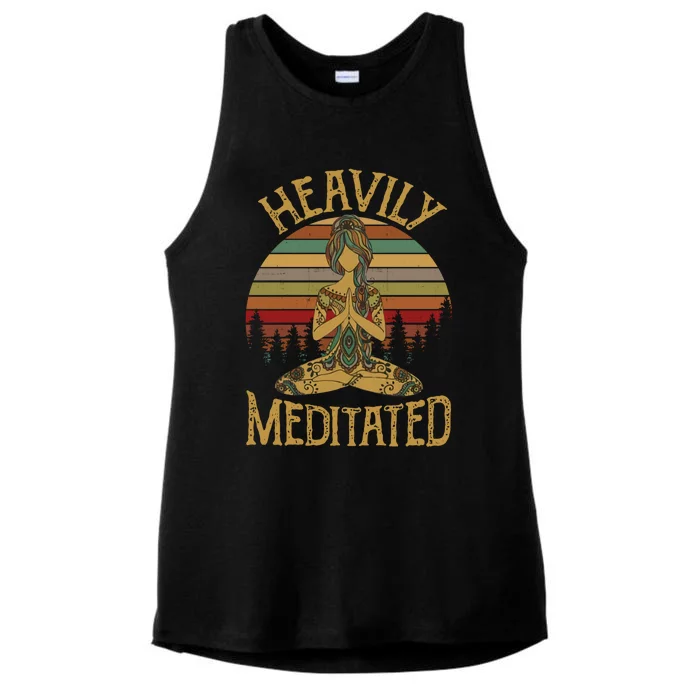 Vintage Heavily Meditated Yoga Meditation Spiritual Warrior Gift Ladies Tri-Blend Wicking Tank