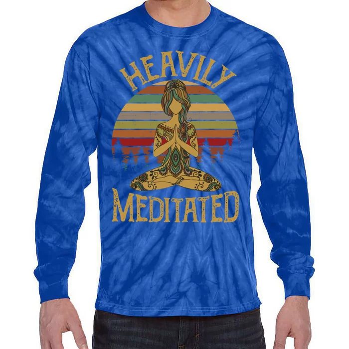 Vintage Heavily Meditated Yoga Meditation Spiritual Warrior Gift Tie-Dye Long Sleeve Shirt