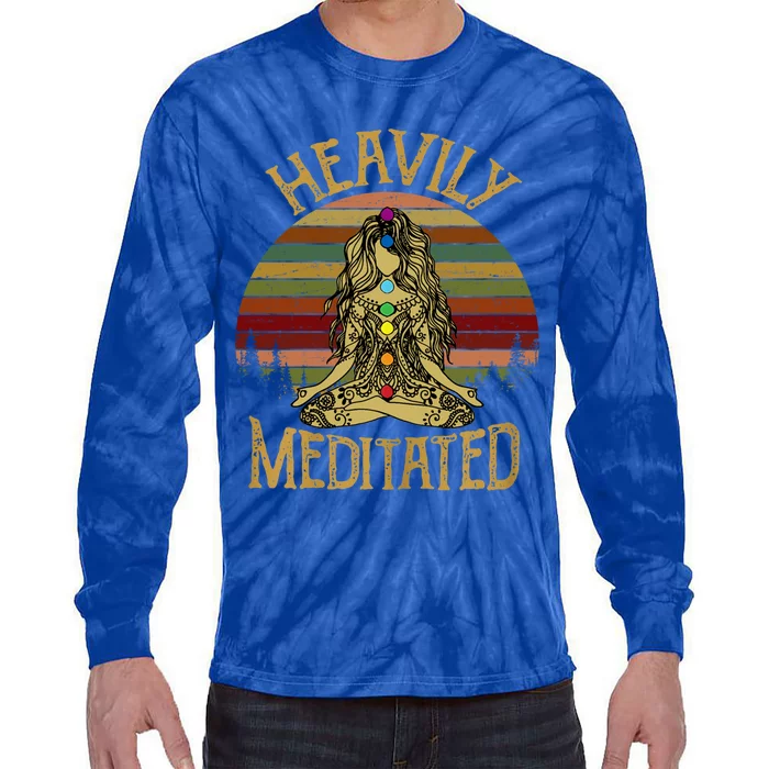 Vintage Heavily Meditated Yoga Meditation Spiritual Warrior Gift Tie-Dye Long Sleeve Shirt