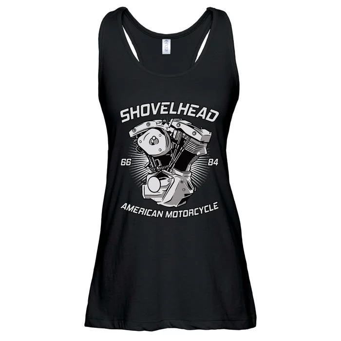 Vintage Hd Motorcycle Vtwin Shovelhead Engine Drawing Biker Ladies Essential Flowy Tank