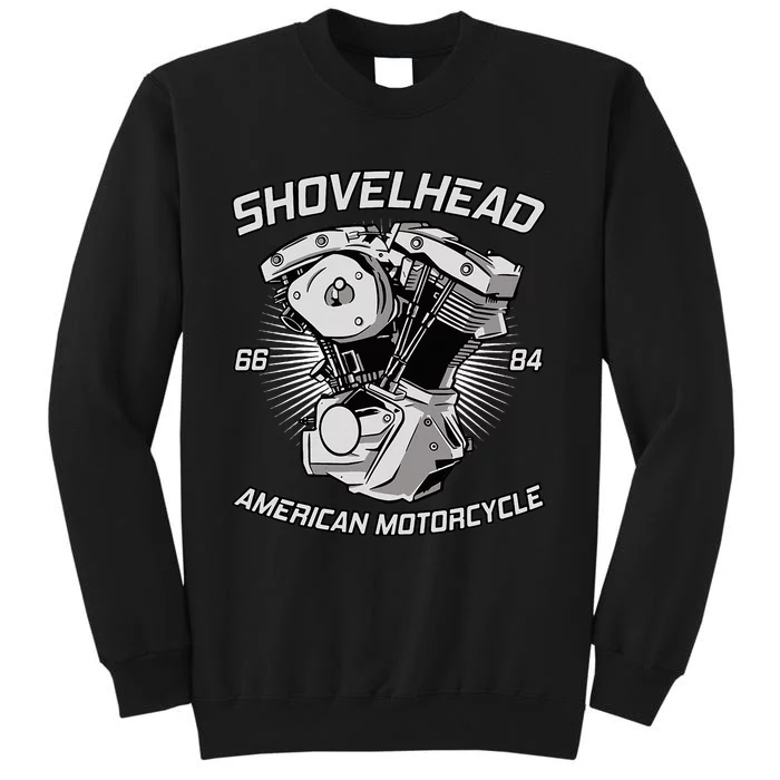 Vintage Hd Motorcycle Vtwin Shovelhead Engine Drawing Biker Tall Sweatshirt