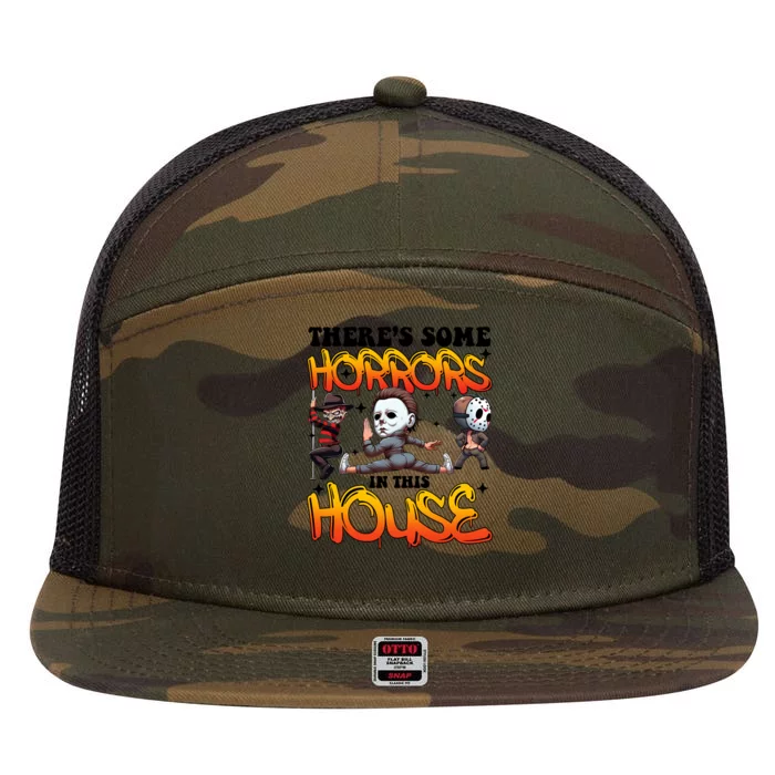 Voor Hees Myers Freddy Theres Some Horrors In This House Halloween Funny 7 Panel Mesh Trucker Snapback Hat