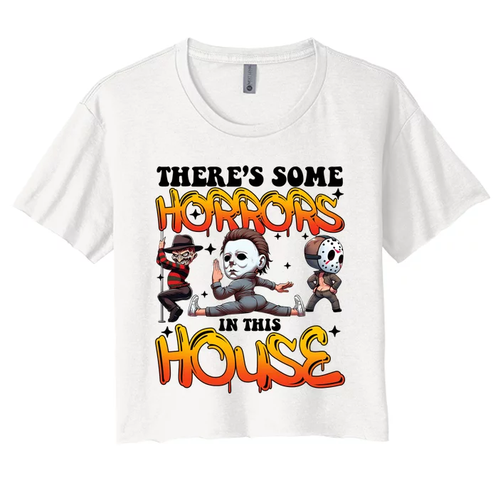 Voor Hees Myers Freddy Theres Some Horrors In This House Halloween Funny Women's Crop Top Tee