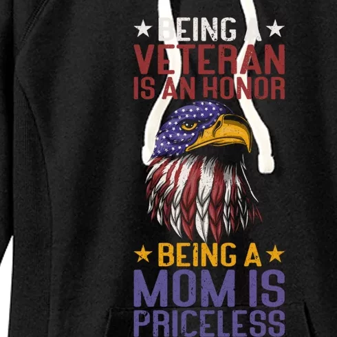 Veteran Honor Mom Priceless Proud American Veteran Mom Gift Women's Fleece Hoodie