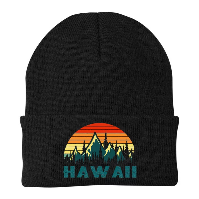 Vintage Hawaii Mountains Nature Hiking Retro 80s Style Knit Cap Winter Beanie