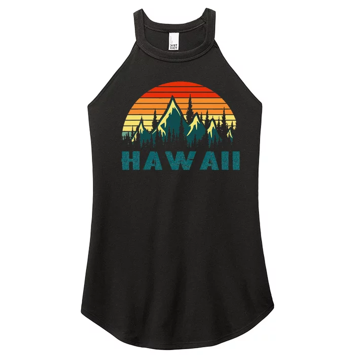 Vintage Hawaii Mountains Nature Hiking Retro 80s Style Women’s Perfect Tri Rocker Tank