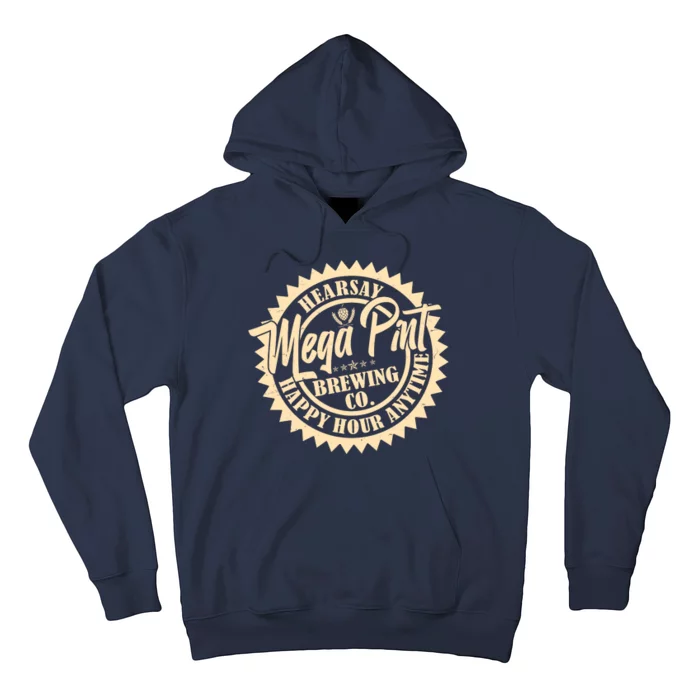 Vintage Hearsay Mega Pint Brewing Co Happy Hour Anytime Emblem Hoodie