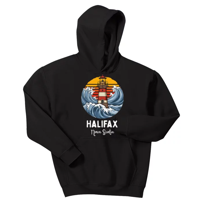 Vintage Halifax Nova Scotia Vintage Lighthouse Kids Hoodie