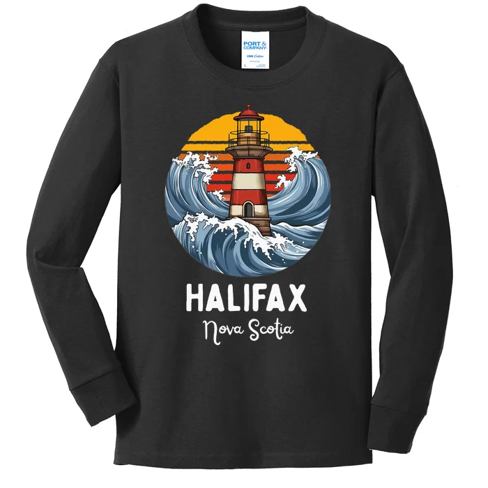 Vintage Halifax Nova Scotia Vintage Lighthouse Kids Long Sleeve Shirt