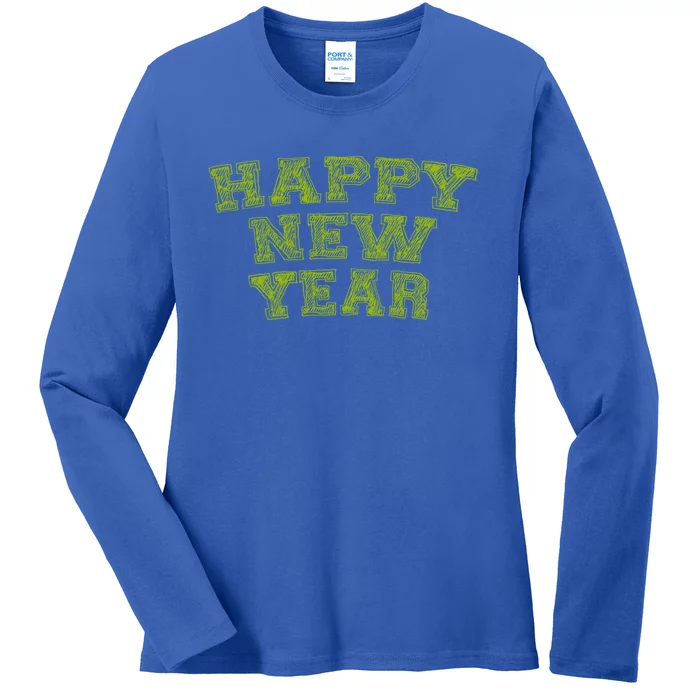 Vintage Happy New Year Meaningful Gift Ladies Long Sleeve Shirt