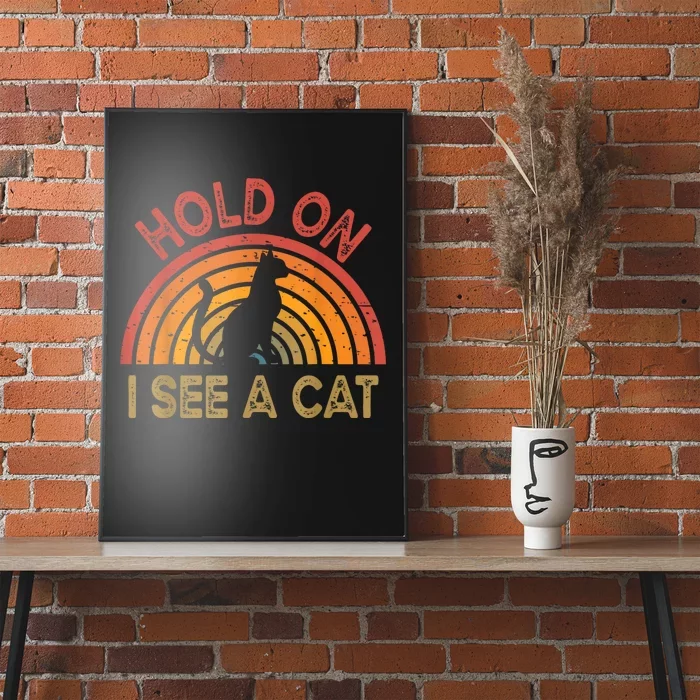 Vintage Hold On I See Cat Design For Funny Saying Poster