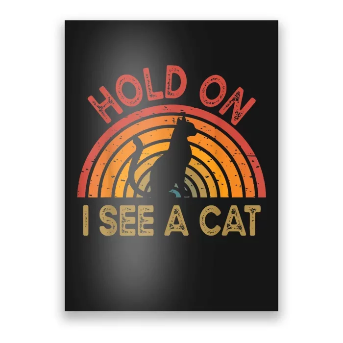 Vintage Hold On I See Cat Design For Funny Saying Poster