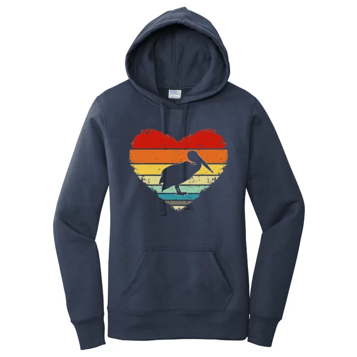 Vintage Heart Pelican Love Valentine's Day Gifts For Him Her Women's Pullover Hoodie