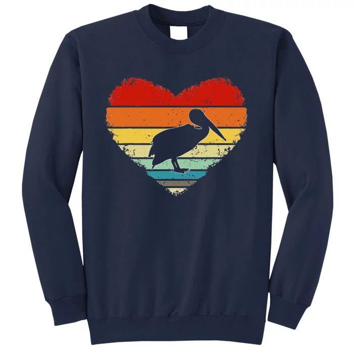 Vintage Heart Pelican Love Valentine's Day Gifts For Him Her Tall Sweatshirt