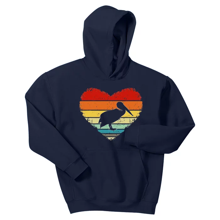 Vintage Heart Pelican Love Valentine's Day Gifts For Him Her Kids Hoodie