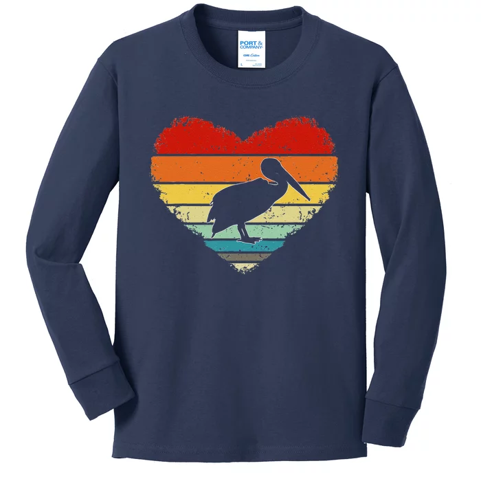 Vintage Heart Pelican Love Valentine's Day Gifts For Him Her Kids Long Sleeve Shirt