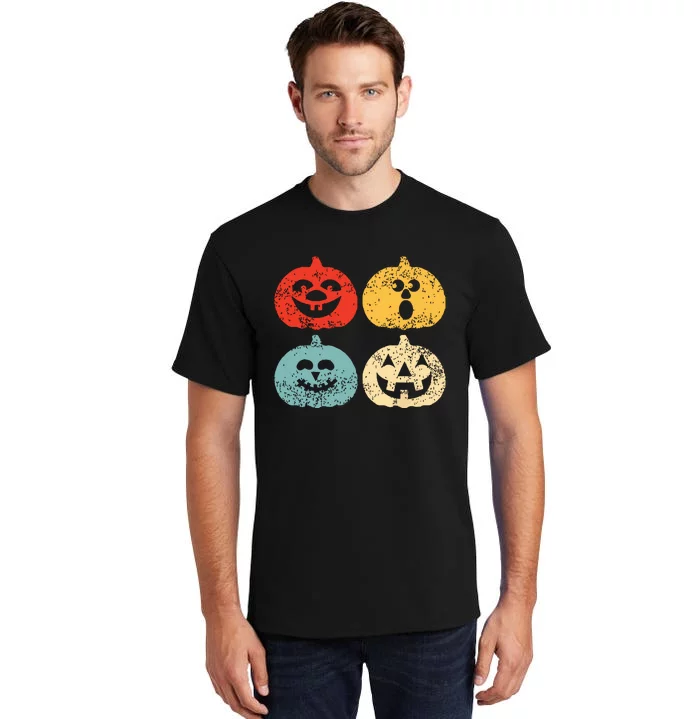 Vintage Halloween Pumpkin Kids Funny Retro Gift Tall T-Shirt