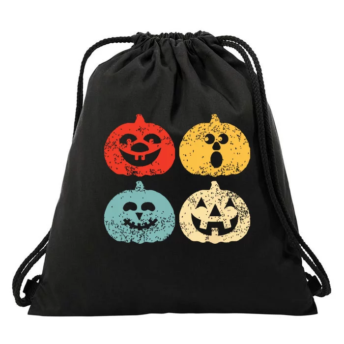 Vintage Halloween Pumpkin Kids Funny Retro Gift Drawstring Bag