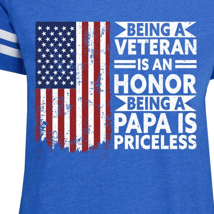 Veteran Honor Papa Priceless Proud American Veteran Dad Gift Enza Ladies Jersey Football T-Shirt