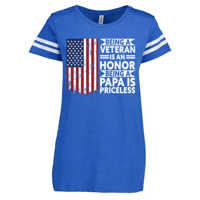 Veteran Honor Papa Priceless Proud American Veteran Dad Gift Enza Ladies Jersey Football T-Shirt