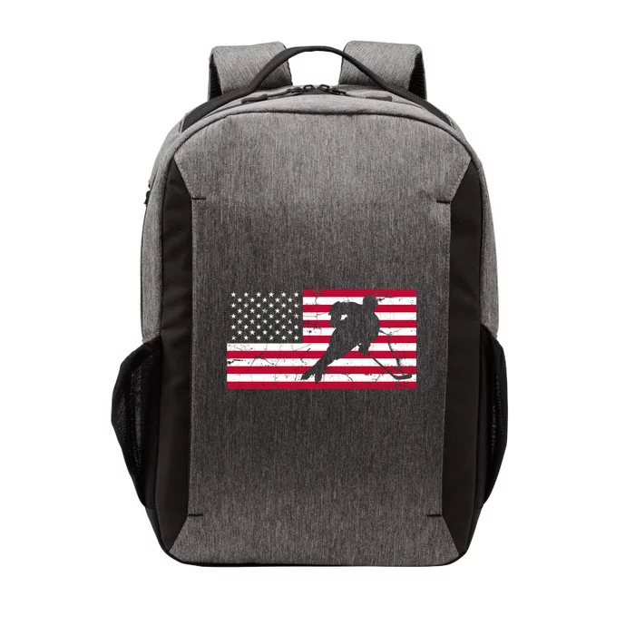 Vintage Hockey Player American Flag Vector Backpack