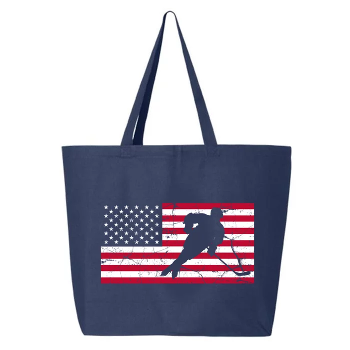 Vintage Hockey Player American Flag 25L Jumbo Tote