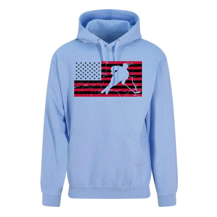 Vintage Hockey Player American Flag Unisex Surf Hoodie