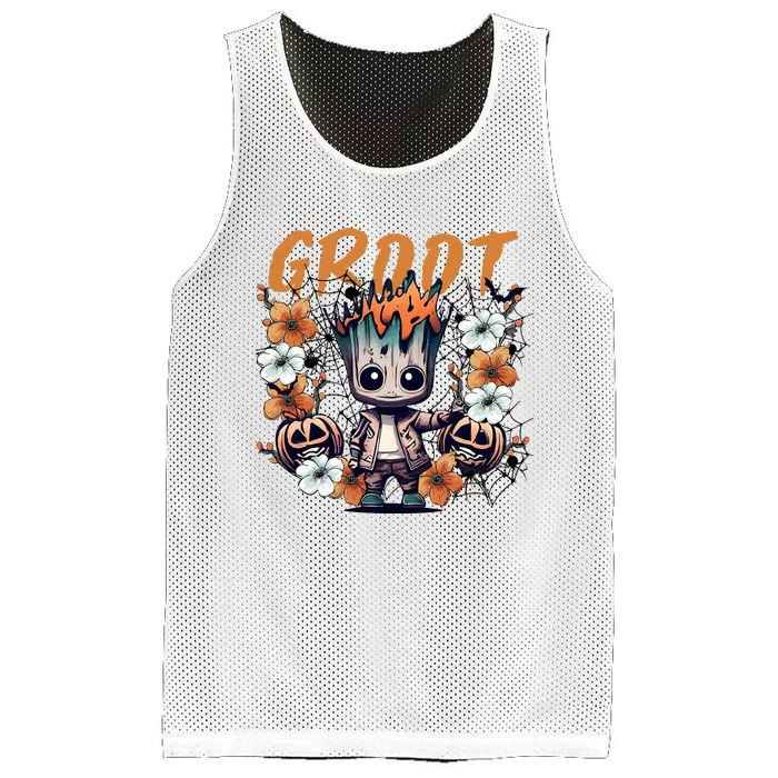 Vintage Halloween Pumpkin Baby Halloween Guardian Mesh Reversible Basketball Jersey Tank