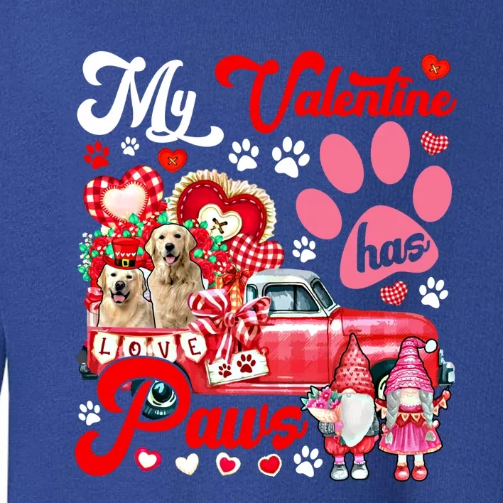 Valentine Has Paws Couple Golden Retrievers On Pickup Gnomes Gift Toddler Sweatshirt