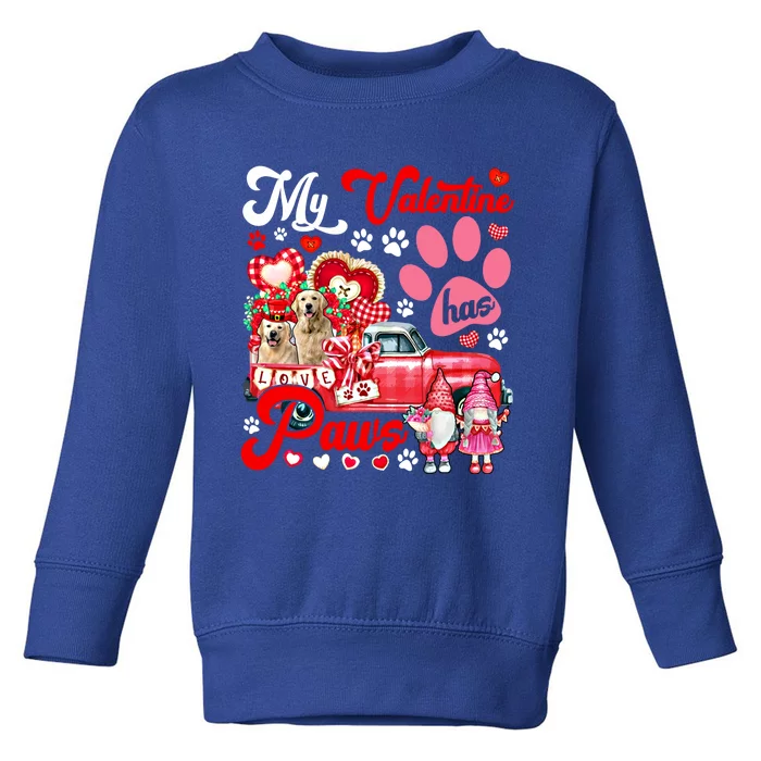 Valentine Has Paws Couple Golden Retrievers On Pickup Gnomes Gift Toddler Sweatshirt