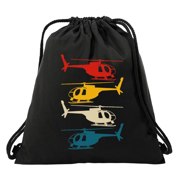 Vintage Helicopter Pilot Aviation Retro Drawstring Bag