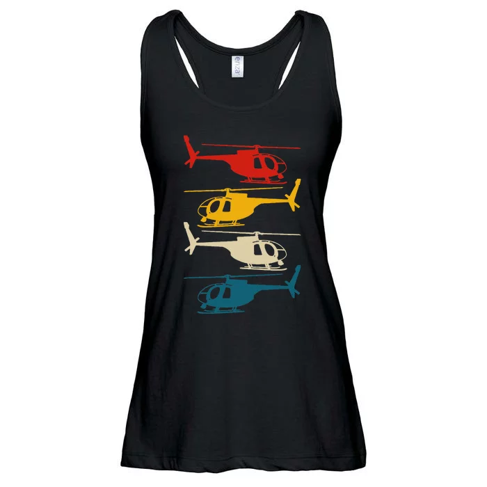 Vintage Helicopter Pilot Aviation Retro Ladies Essential Flowy Tank