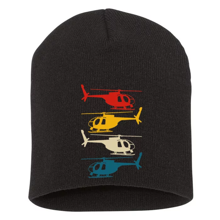 Vintage Helicopter Pilot Aviation Retro Short Acrylic Beanie