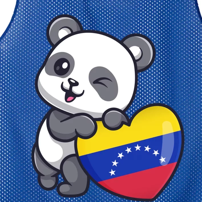 Venezuela Heart Panda Pride Venezuelan Flag Roots Souvenir Funny Gift Mesh Reversible Basketball Jersey Tank