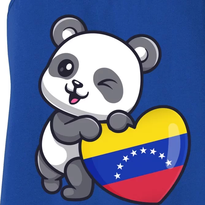 Venezuela Heart Panda Pride Venezuelan Flag Roots Souvenir Funny Gift Women's Racerback Tank