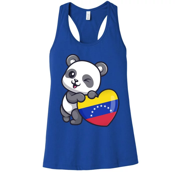 Venezuela Heart Panda Pride Venezuelan Flag Roots Souvenir Funny Gift Women's Racerback Tank